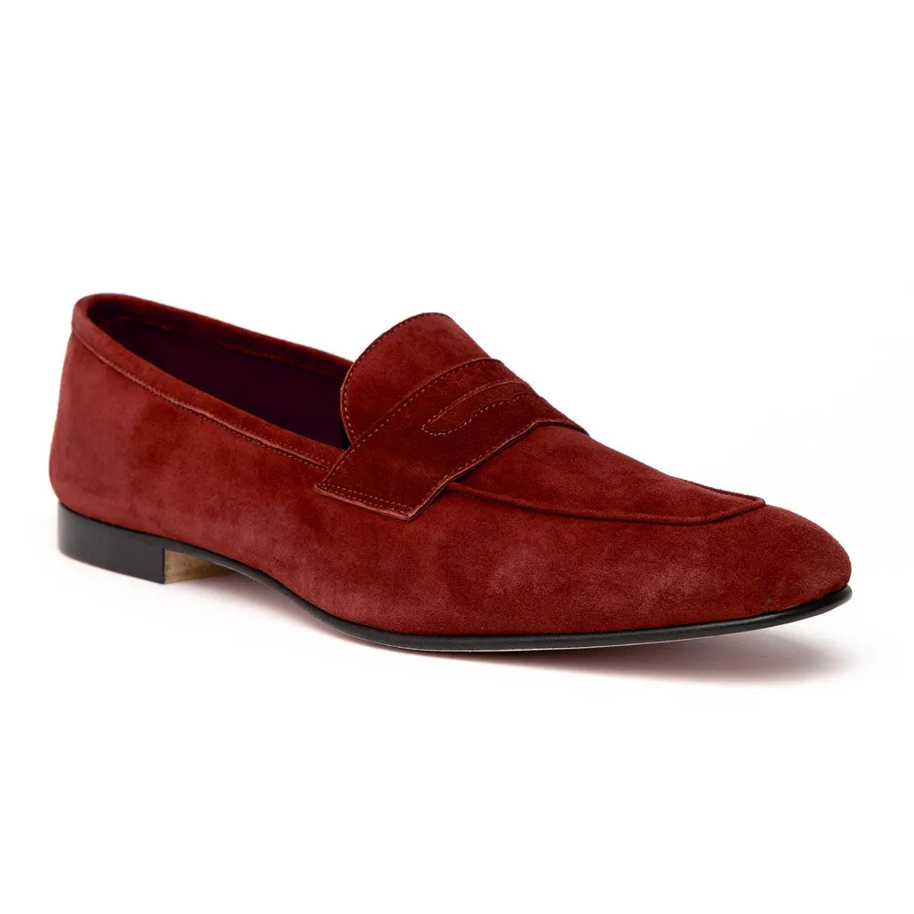 16-100-RED TASCA Italian Sueded Kid Loafer Red