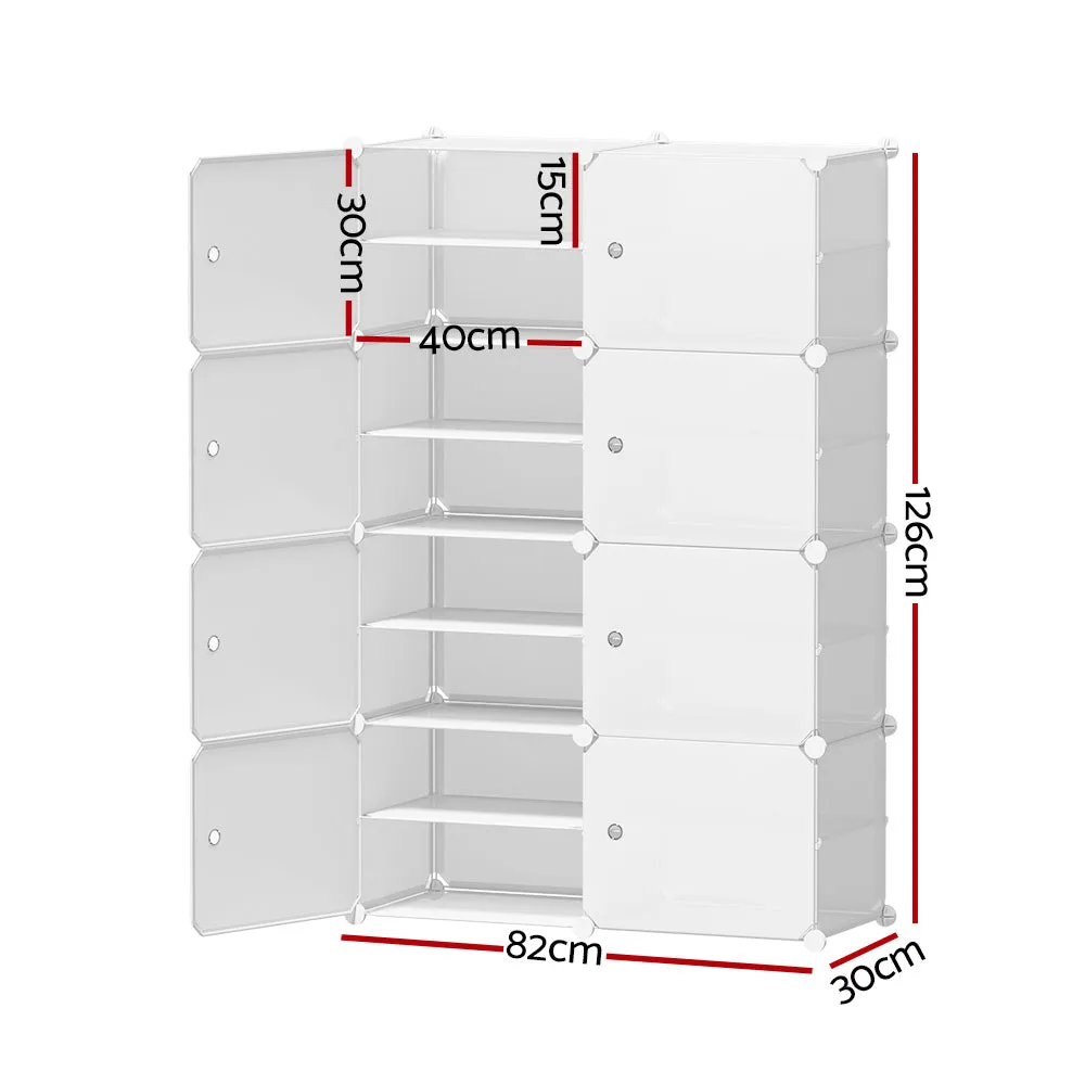 8 Cube Eco-Friendly Shoe Cabinet, White Storage Organiser - Artiss