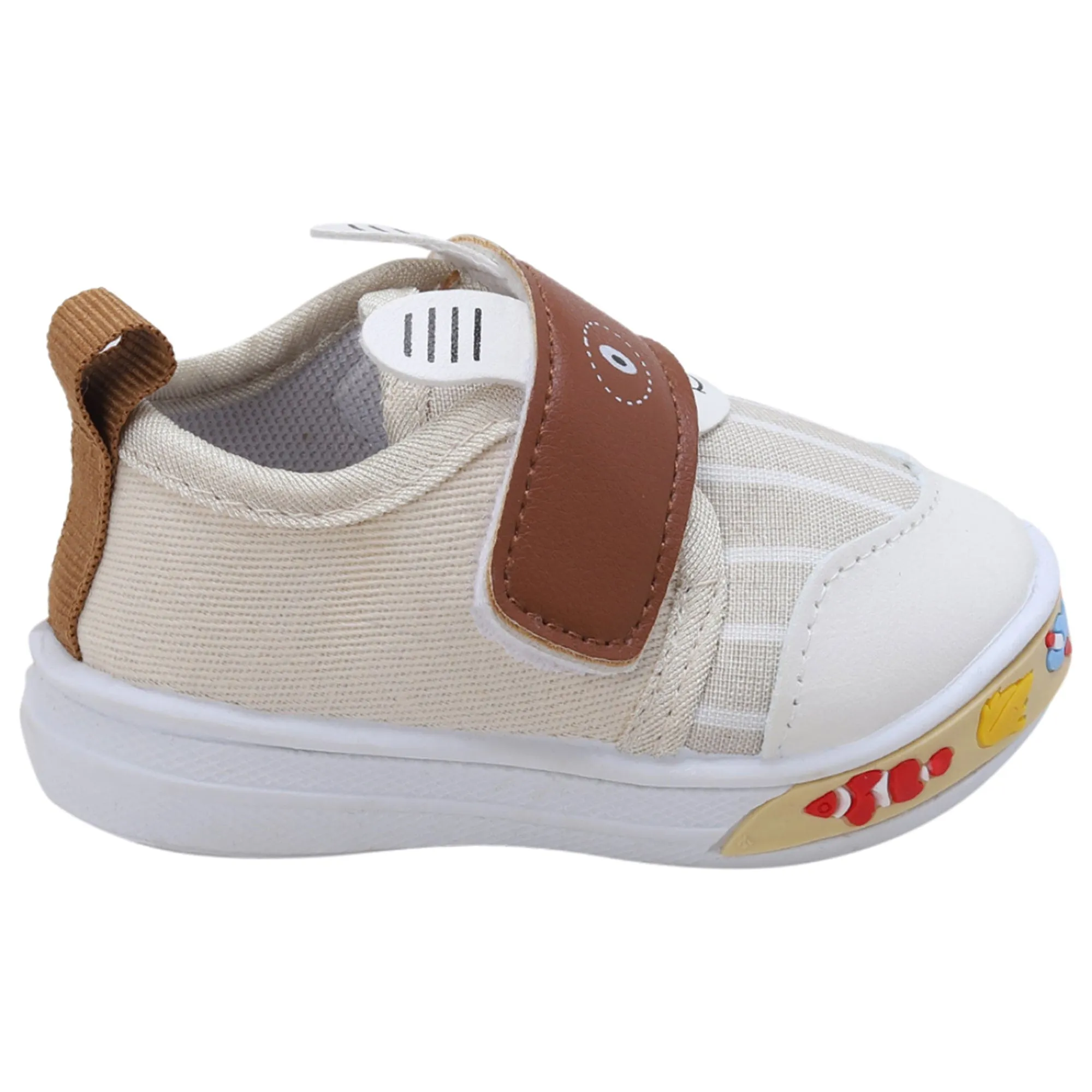 Baby Moo Ninja Rabbit Velcro Strap Anti-Skid Chu Chu Sound Sneakers - Beige