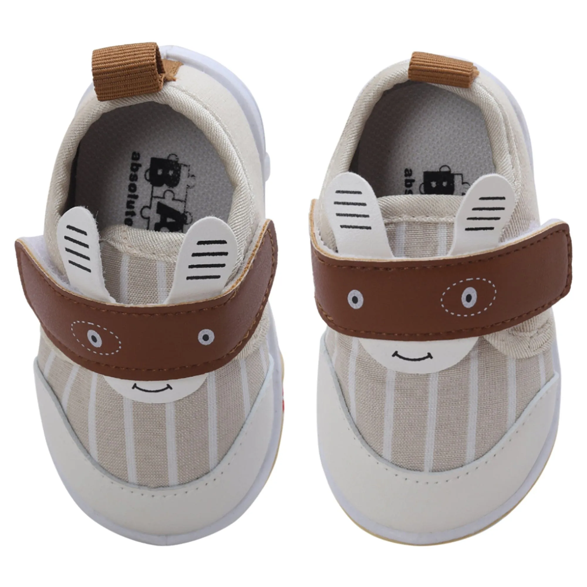 Baby Moo Ninja Rabbit Velcro Strap Anti-Skid Chu Chu Sound Sneakers - Beige