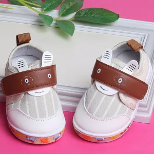 Baby Moo Ninja Rabbit Velcro Strap Anti-Skid Chu Chu Sound Sneakers - Beige