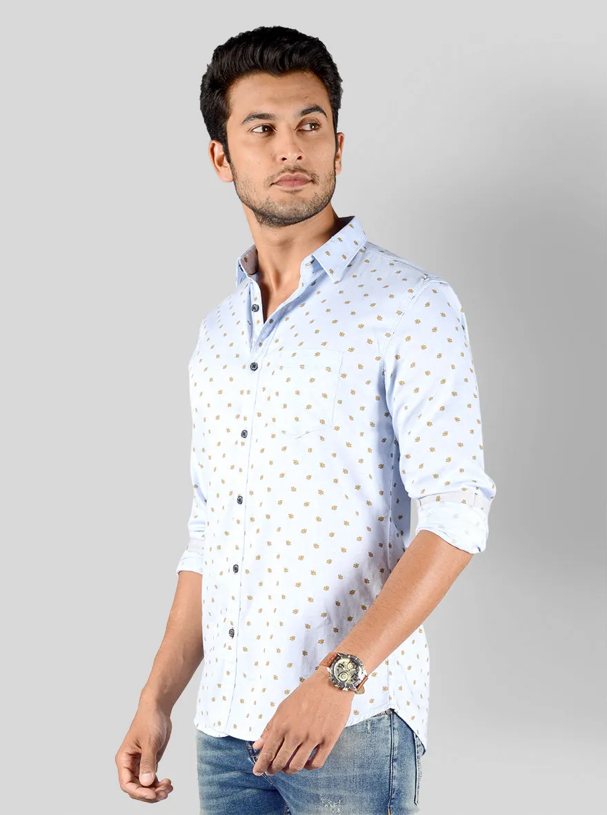 Ballad Blue Printed Slim Fit Casual Shirt | JadeBlue