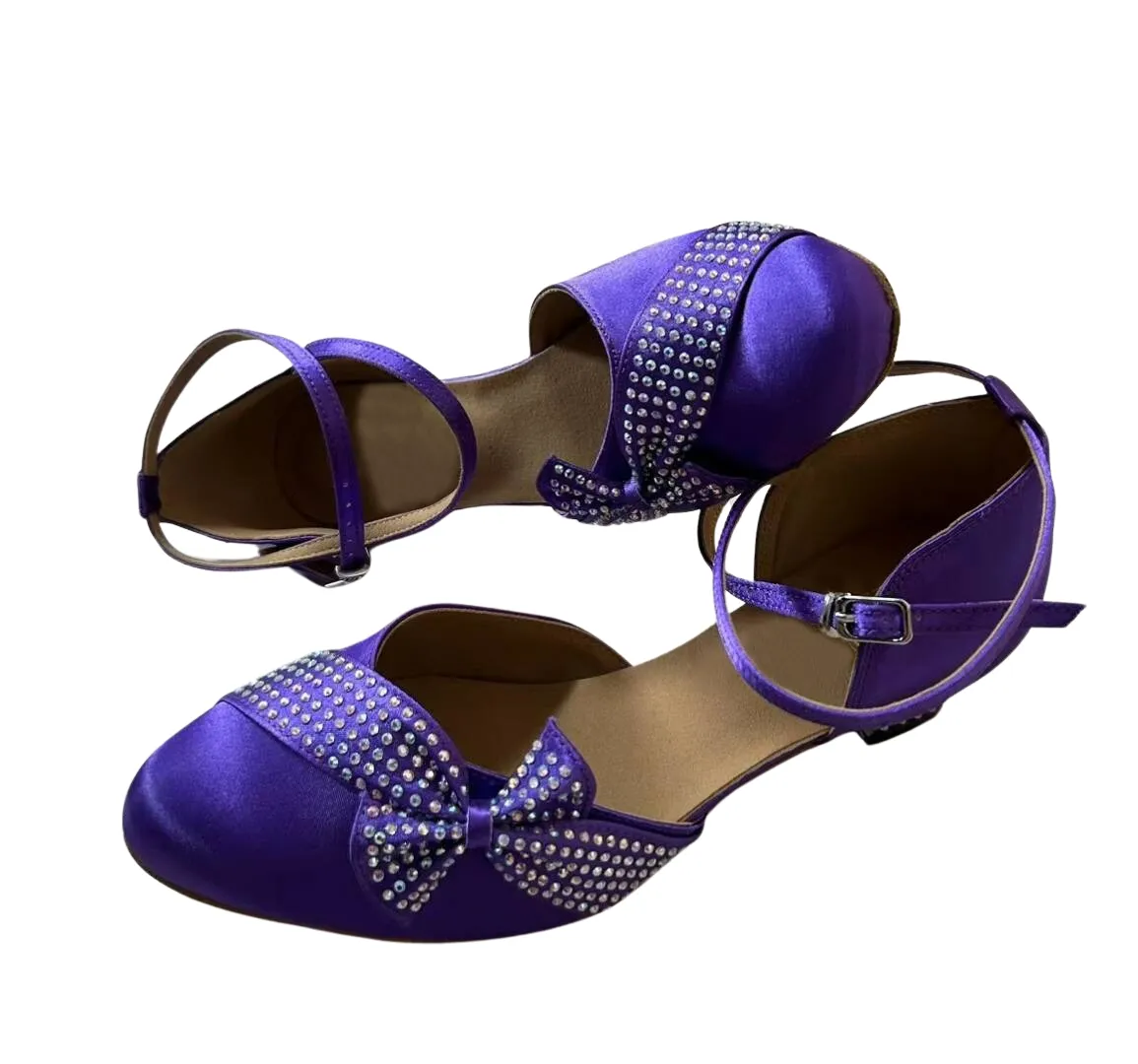 Ballroom Dance Shoes Purple Closed Toe Waltz Performance Shoes