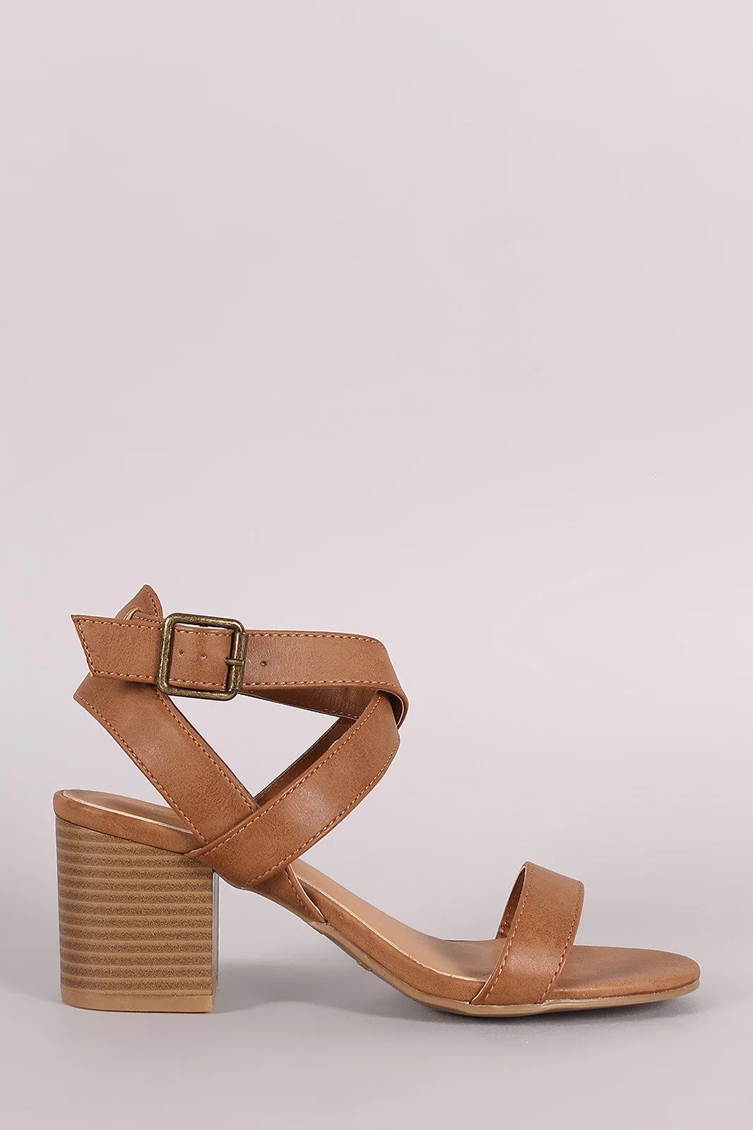 Bamboo Crisscross Ankle Strap Chunky Block Heel