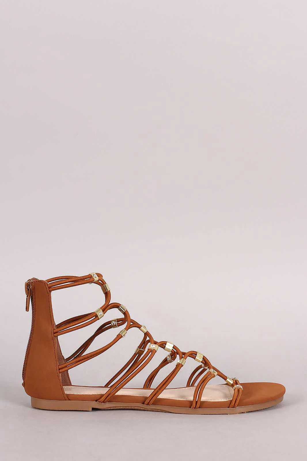 Bamboo Strappy Hardware Flat Sandal