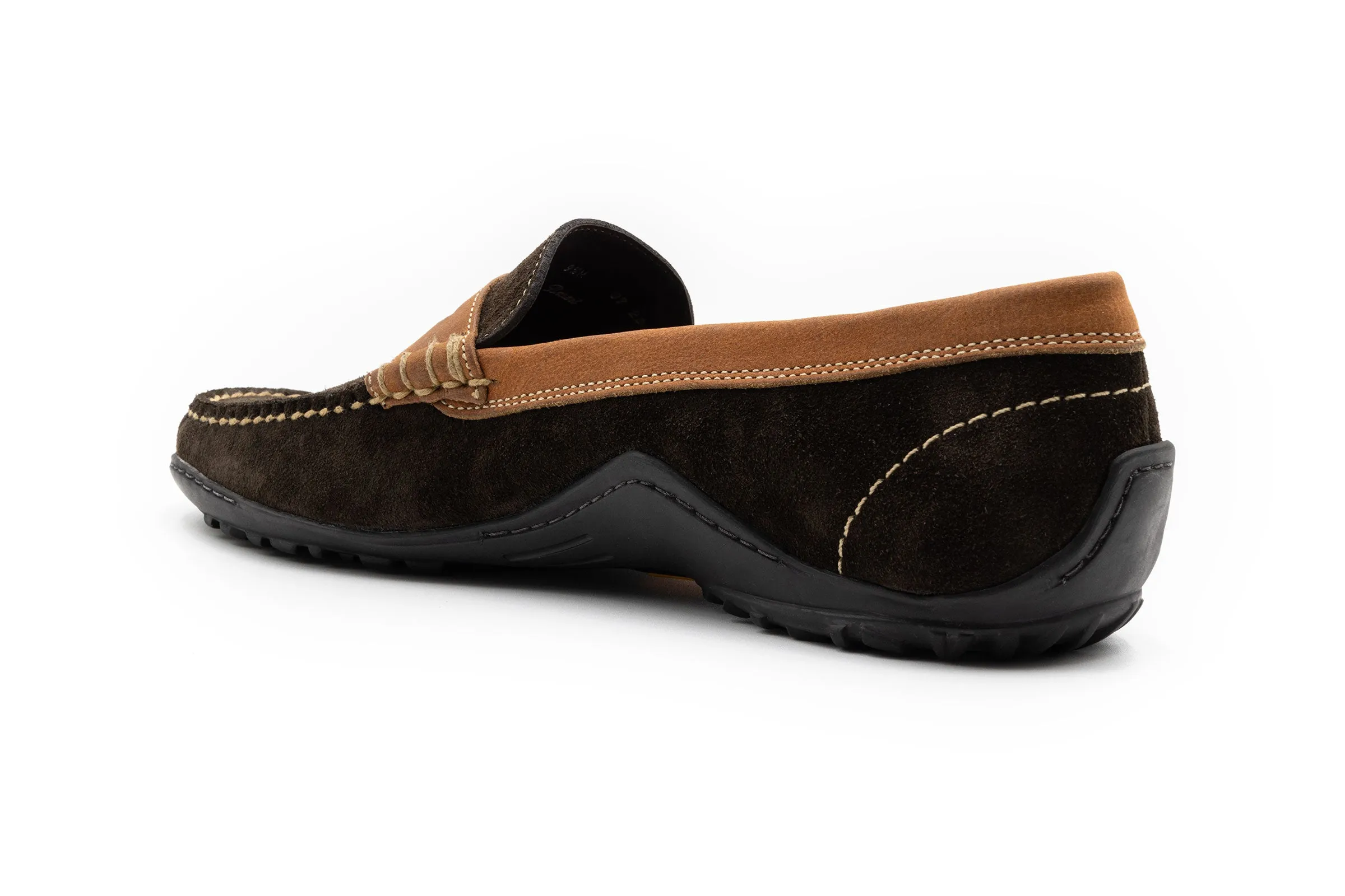 Bill Safari Kudu Suede Penny Loafers - Chocolate