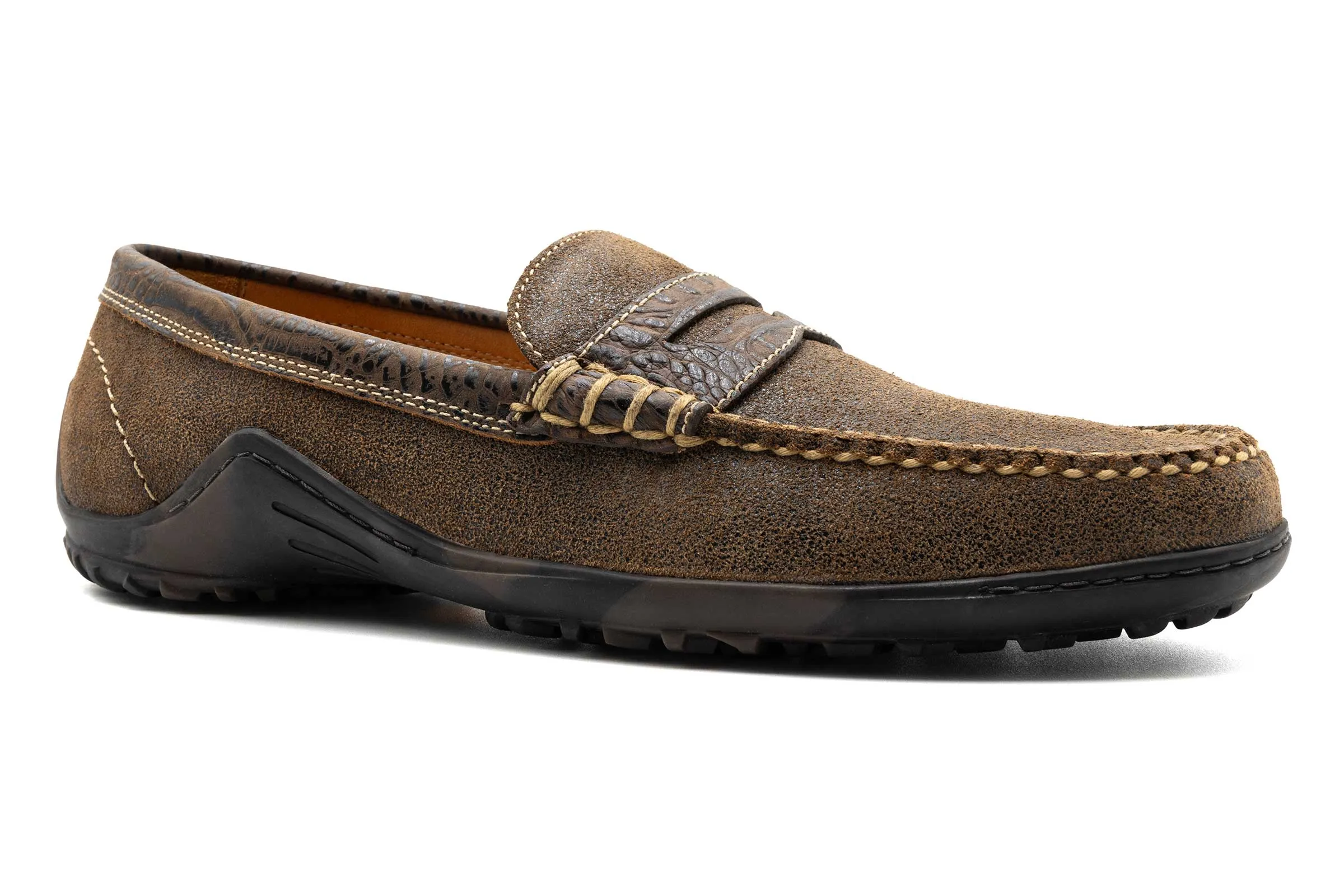 Bill Suede Penny Loafers - Aged Bark