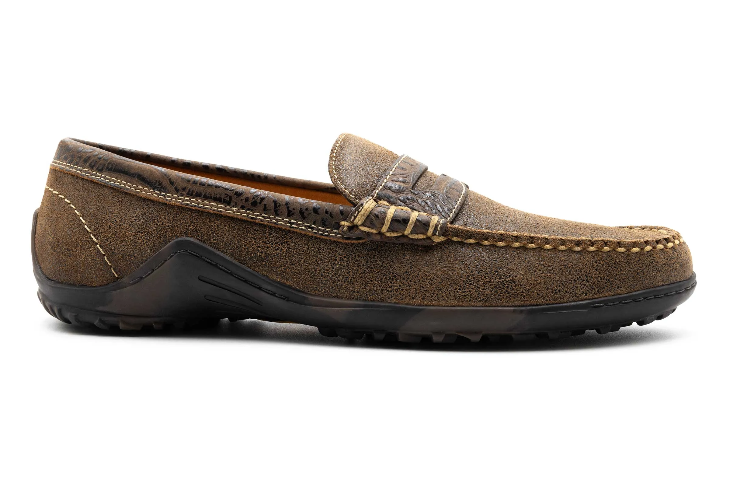 Bill Suede Penny Loafers - Aged Bark