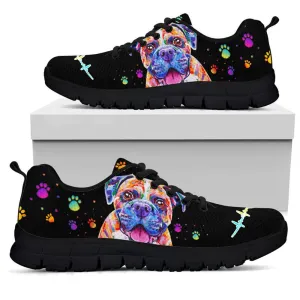 Boxer Sneaker, Boxer Dog Art Colorful Sneaker Shoes, Boxer Shoes