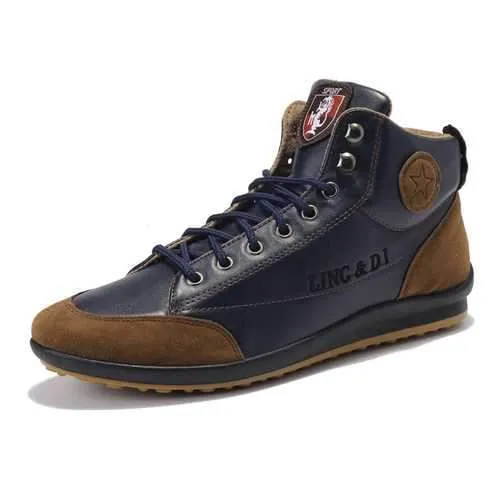 Comfy Men Leather High Top Sneakers