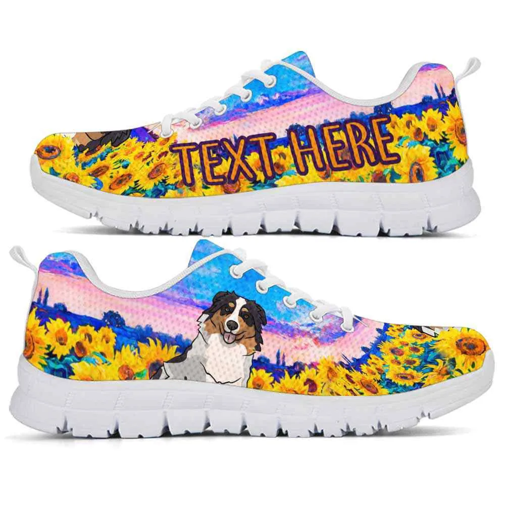 Custom Name Aussie Sneaker, Aussie Sunflower Sky Sneakers Running Shoes, Best Running Shoes