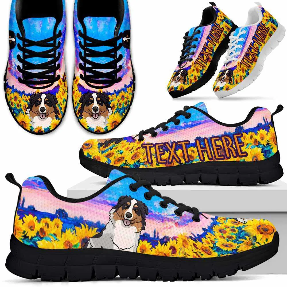 Custom Name Aussie Sneaker, Aussie Sunflower Sky Sneakers Running Shoes, Best Running Shoes