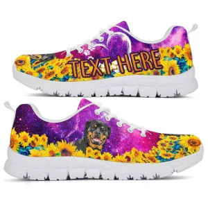 Custom Name Rottweiler Sneaker, Rottweiler Sunflower Galaxy Sneakers Running Shoes, Best Running Shoes