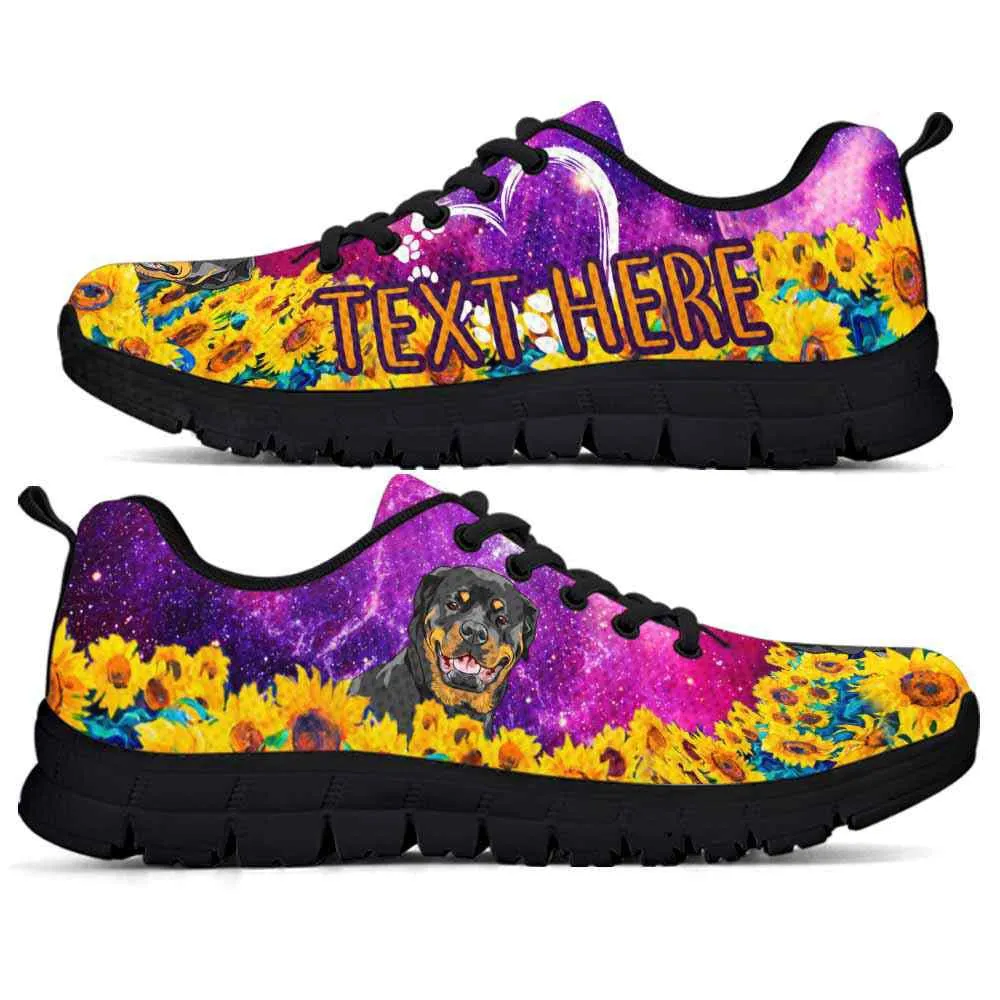 Custom Name Rottweiler Sneaker, Rottweiler Sunflower Galaxy Sneakers Running Shoes, Best Running Shoes