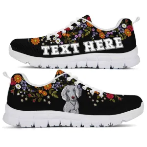 Custom Name Weimaraner Sneaker, Weimaraner Flower Floral Colorful Dog Lovers Sneakers Gym Running Shoes, Best Running Shoes