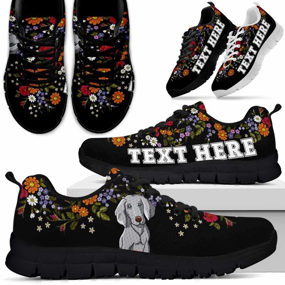 Custom Name Weimaraner Sneaker, Weimaraner Flower Floral Colorful Dog Lovers Sneakers Gym Running Shoes, Best Running Shoes