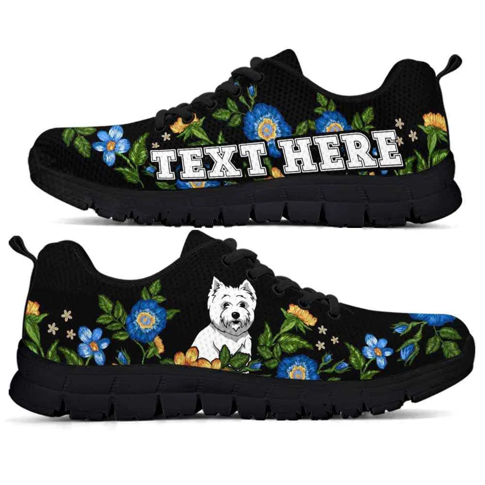 Custom Name West Highland Terrier Sneaker, Westie Colorful Floral Flower Dog Lovers Sneakers Gym Running Shoes, Best Running Shoes