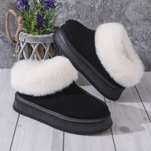 Fashionable Thick Sole Fleece Lined Round Toe Winter 2024 Shoes