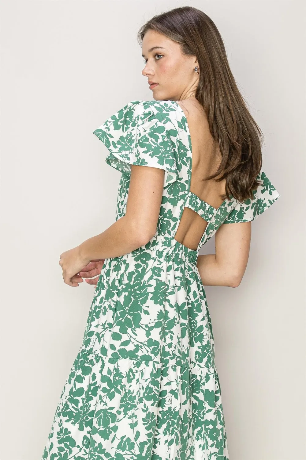 Floral Cutout Midi Dress