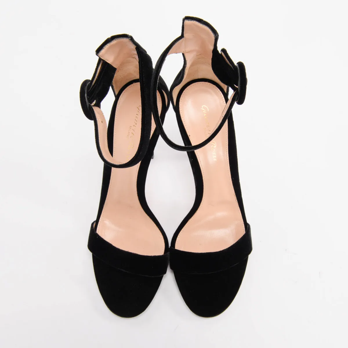 Gianvito Rossi Black Velvet Portofino 105 Sandals 39