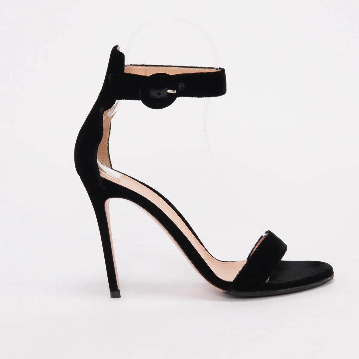 Gianvito Rossi Black Velvet Portofino 105 Sandals 39