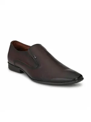 Hitz Men's Brown Slip-On Leather Formal Shoes