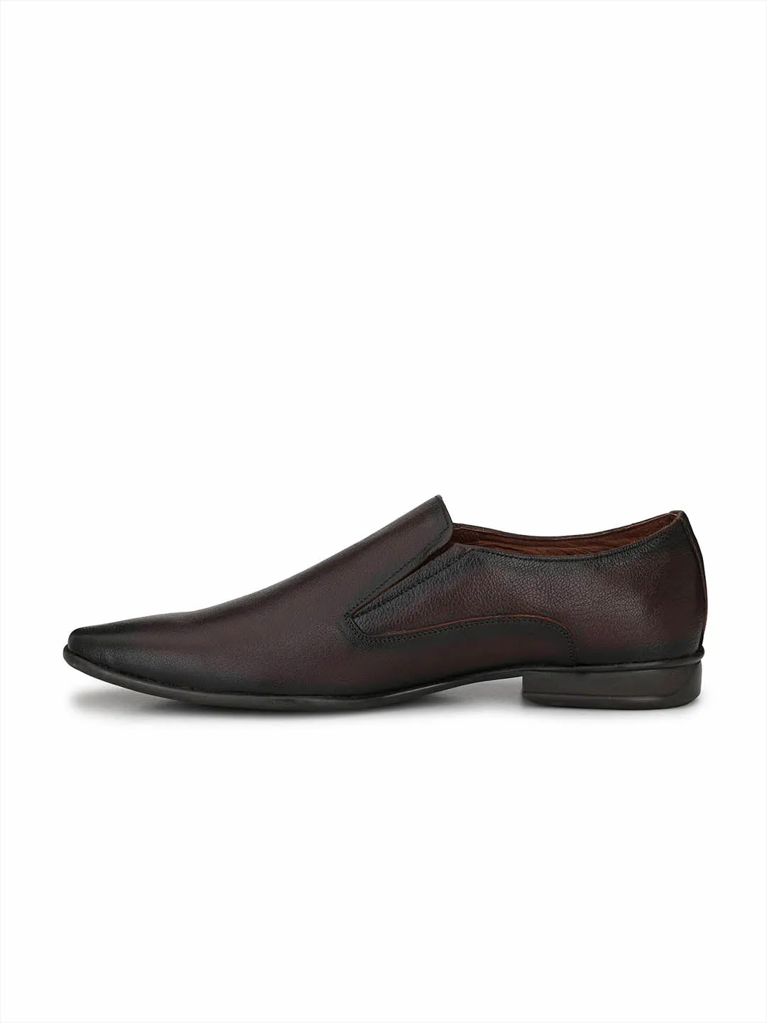 Hitz Men's Brown Slip-On Leather Formal Shoes