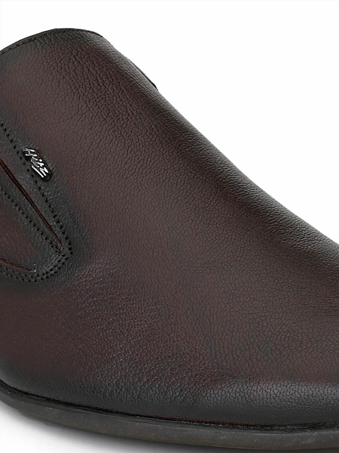 Hitz Men's Brown Slip-On Leather Formal Shoes