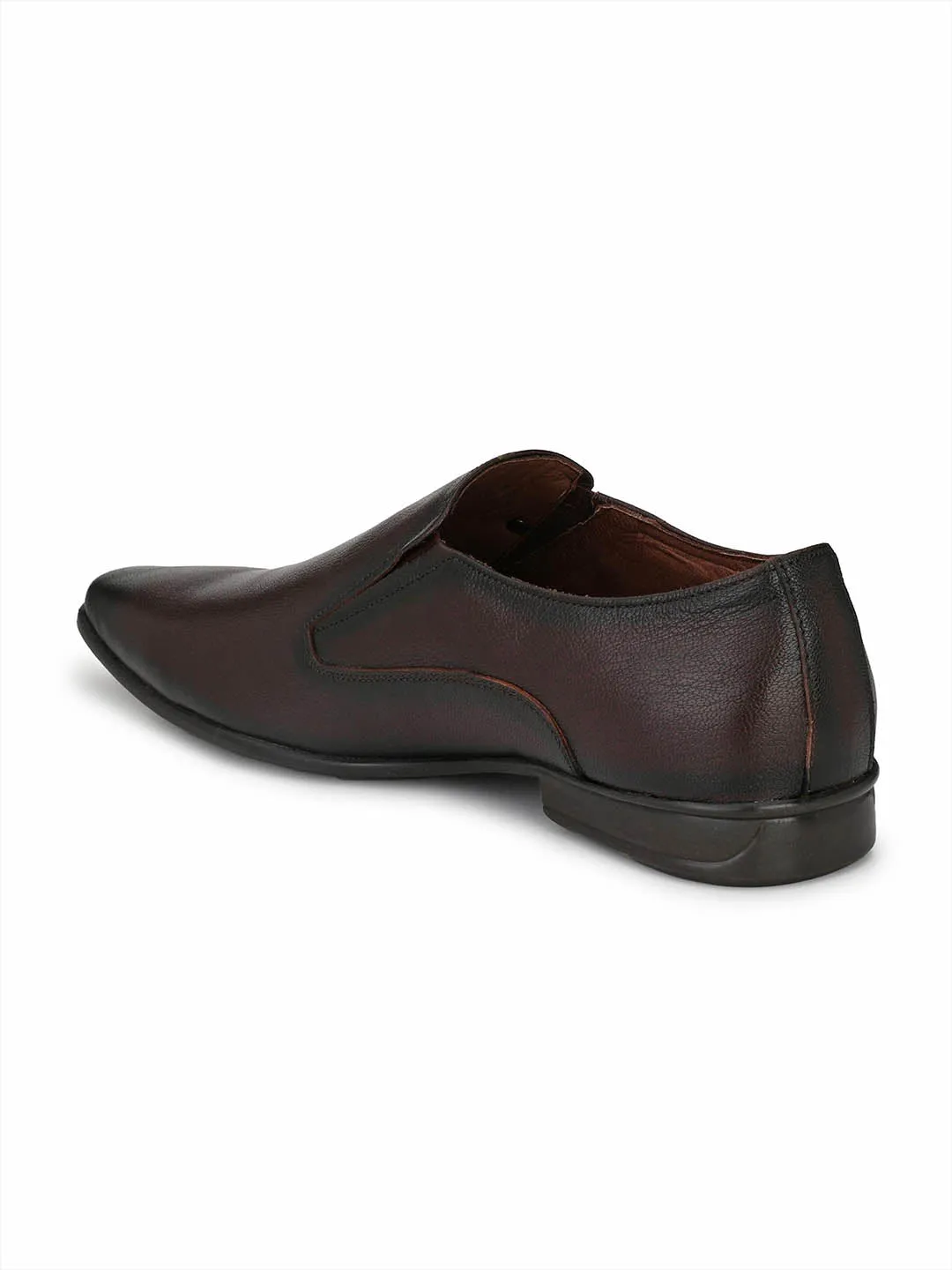 Hitz Men's Brown Slip-On Leather Formal Shoes