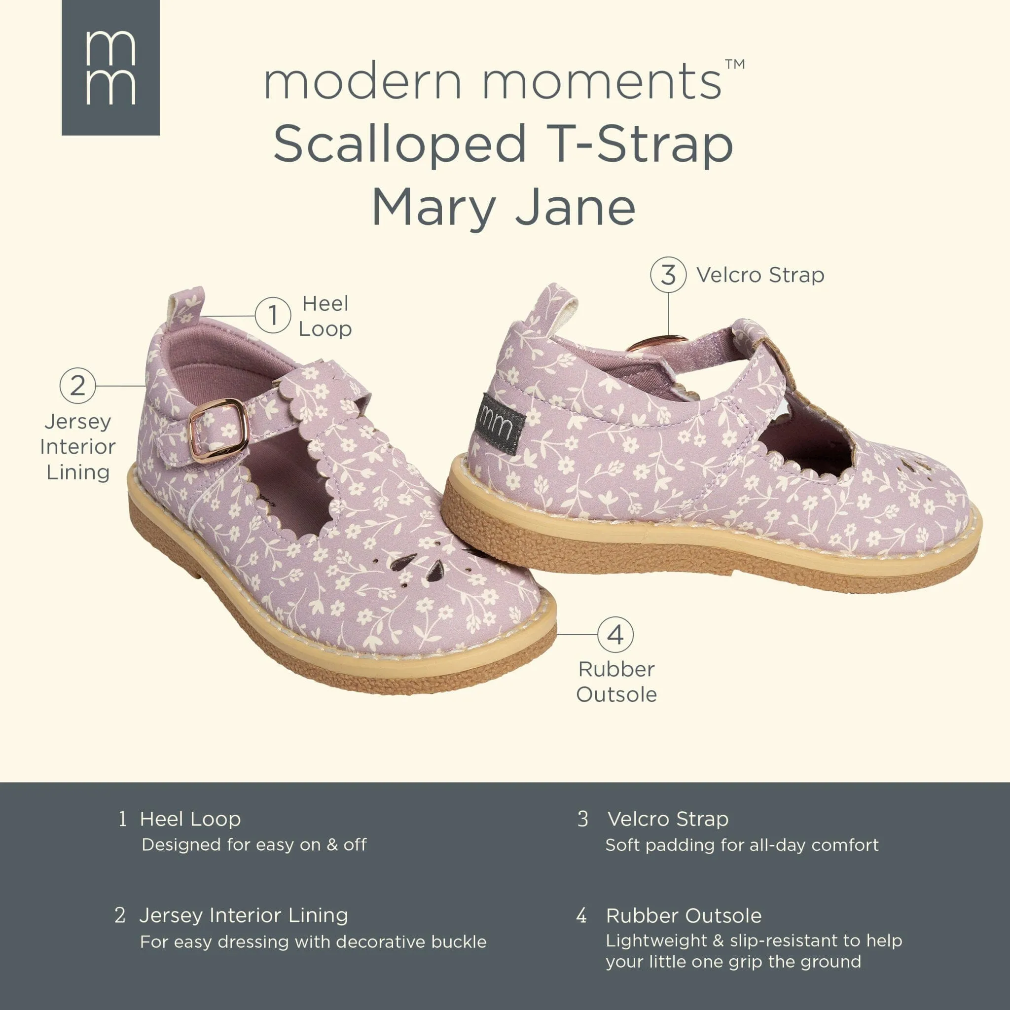 Infant & Toddler Girls Light Lilac Floral Mary Jane Shoes