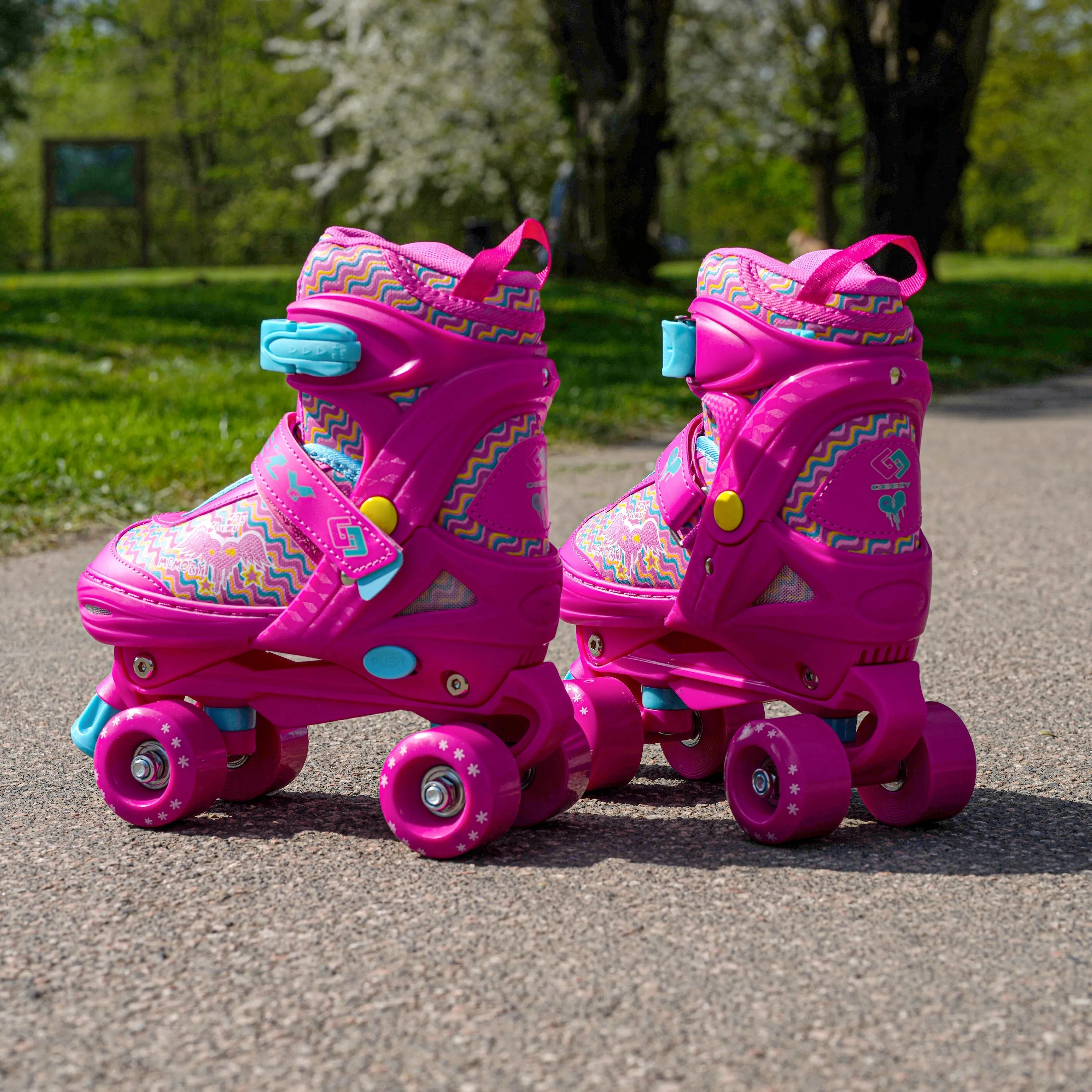 Large Pink Kids Roller Skates Boots