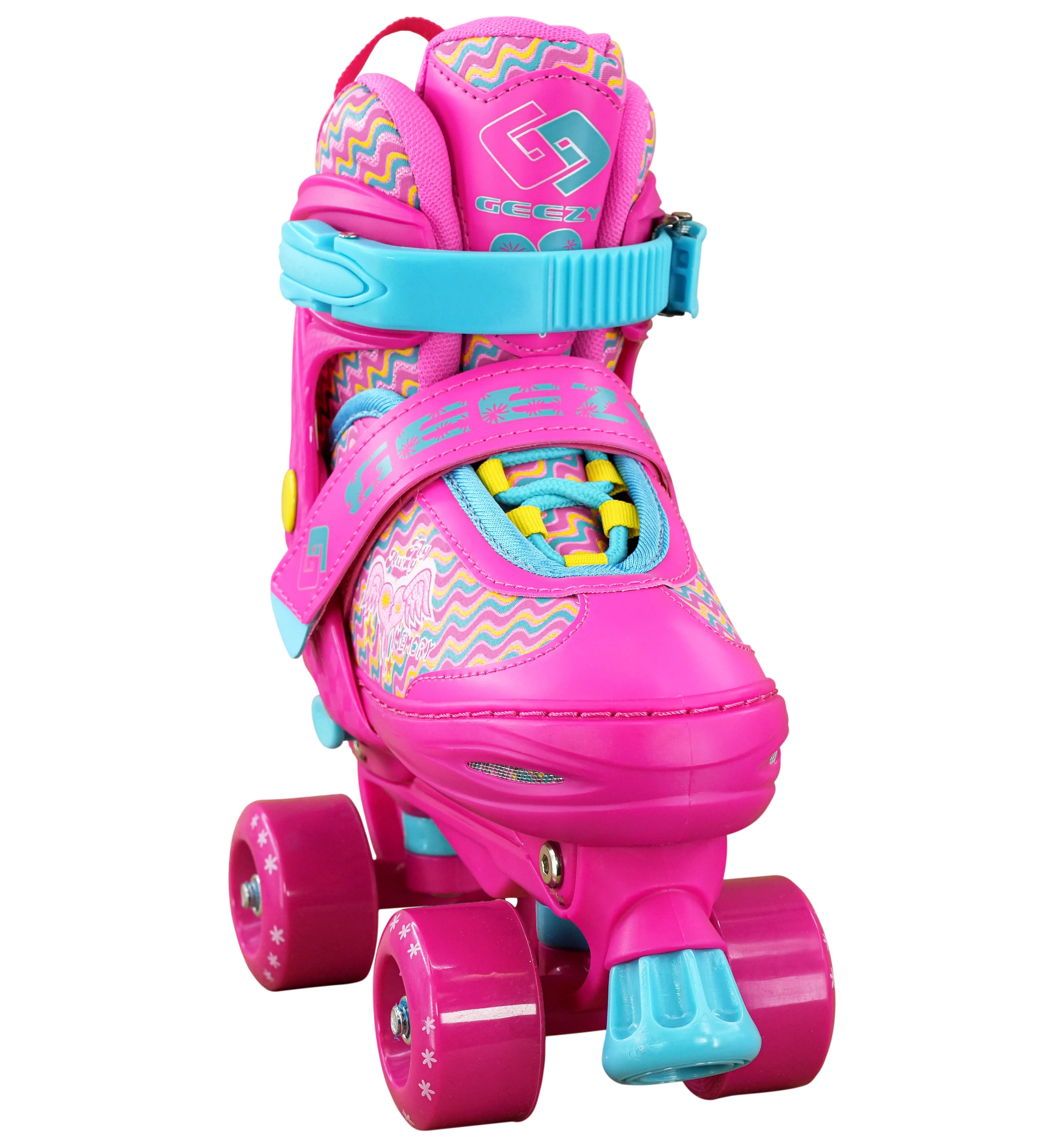 Large Pink Kids Roller Skates Boots