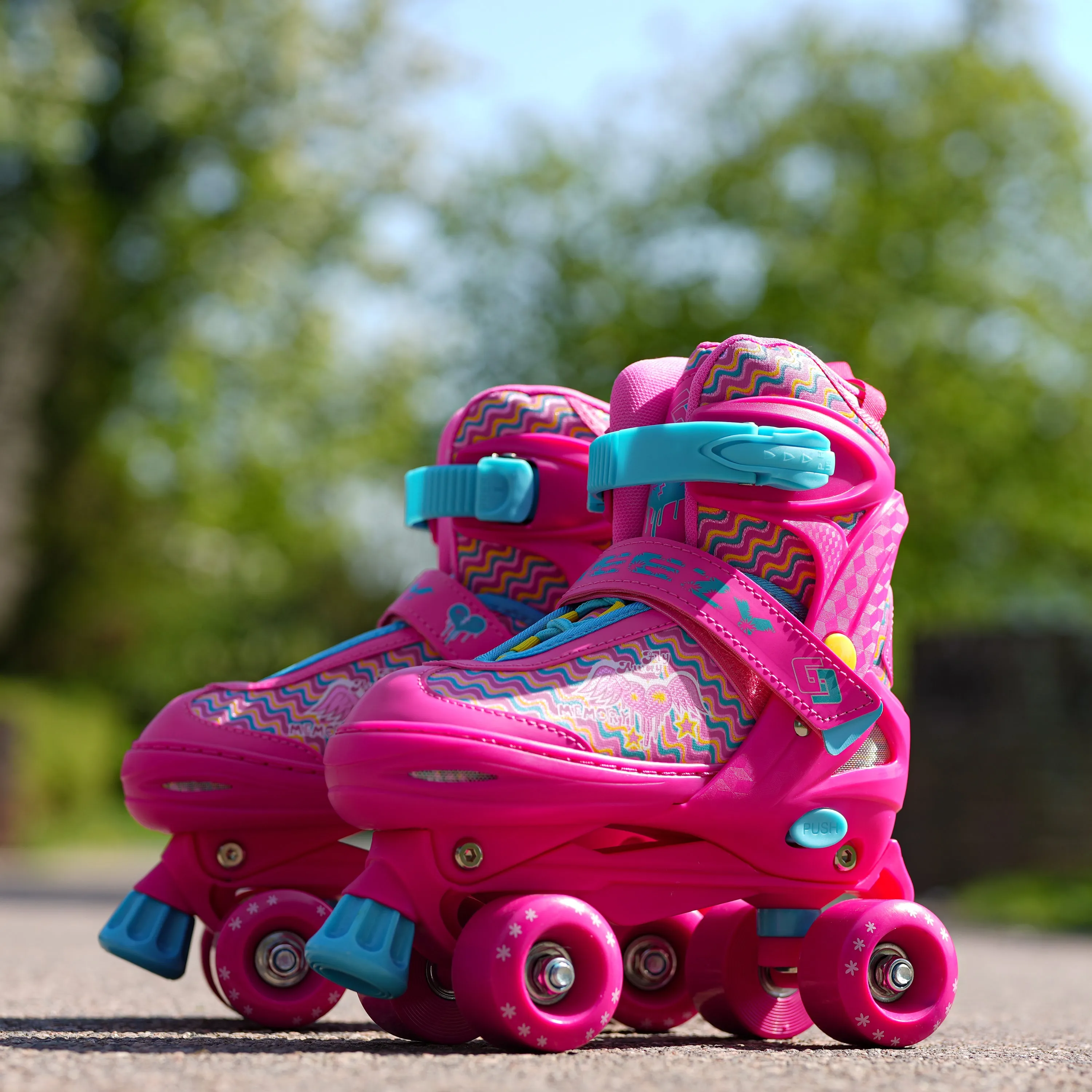 Large Pink Kids Roller Skates Boots