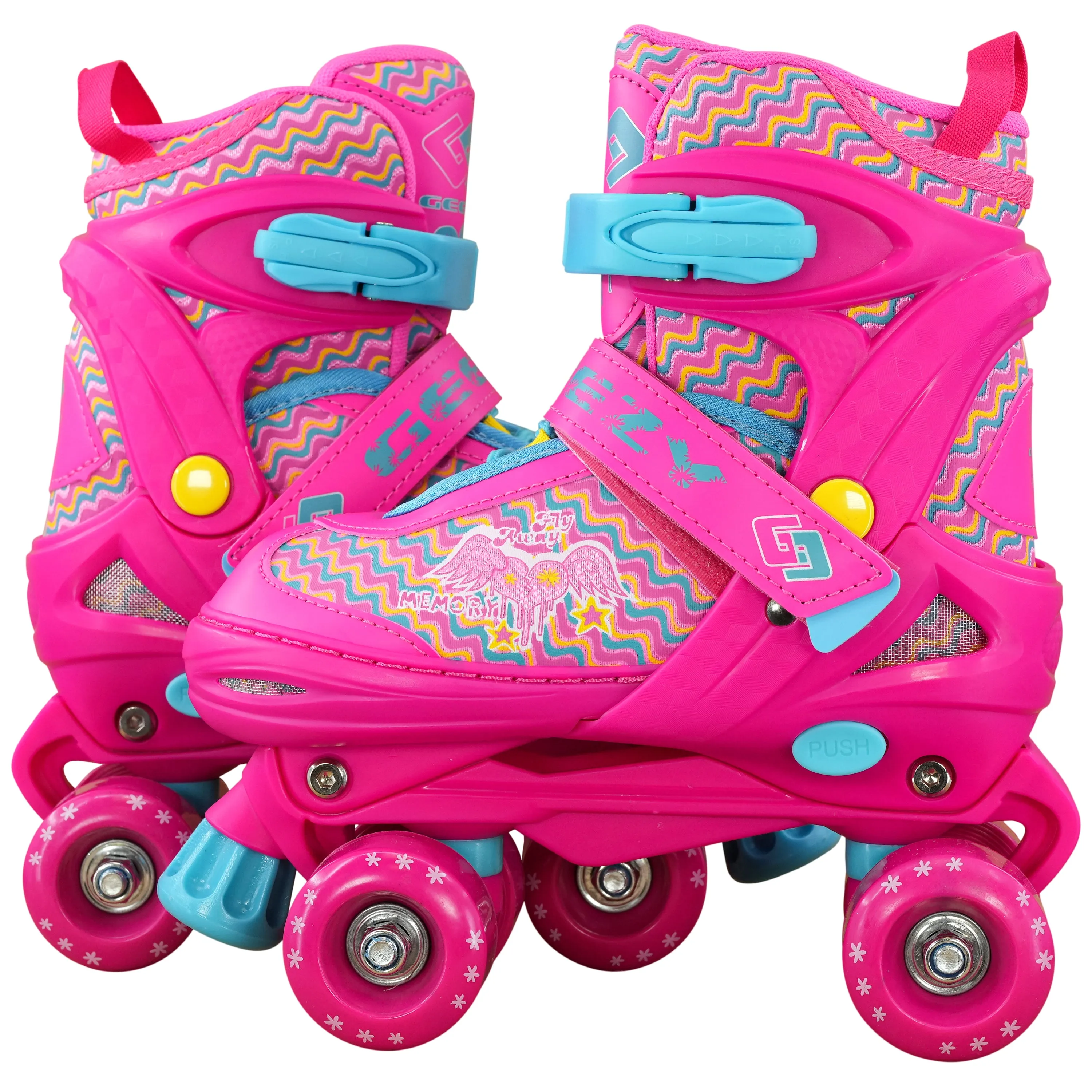 Large Pink Kids Roller Skates Boots