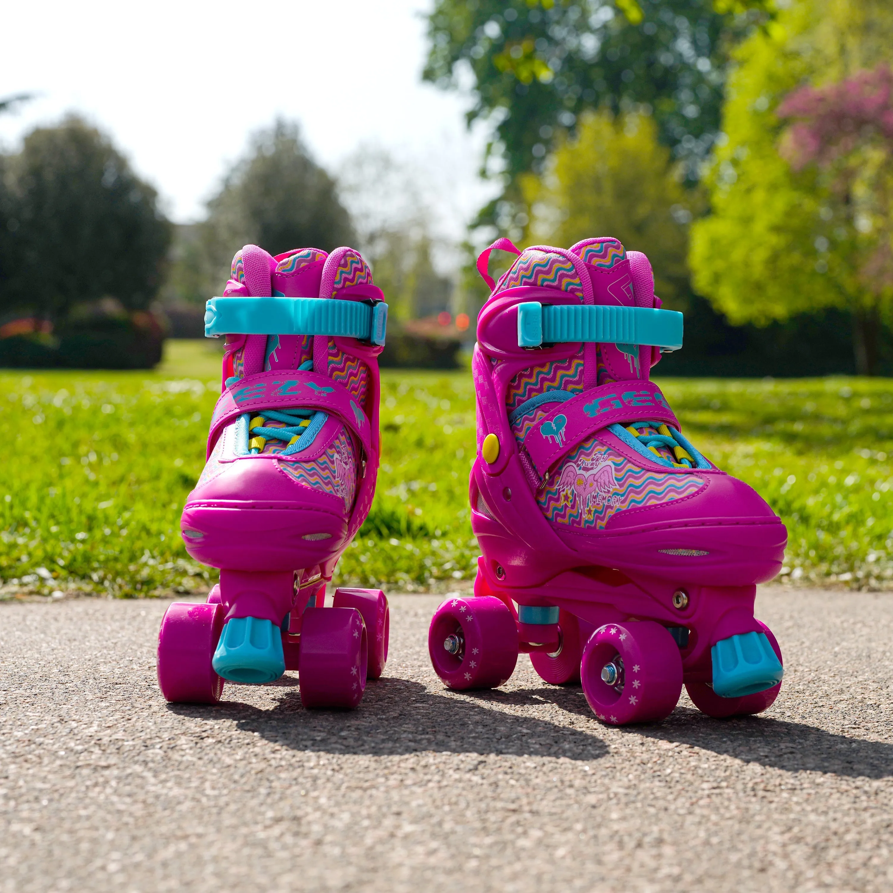 Large Pink Kids Roller Skates Boots