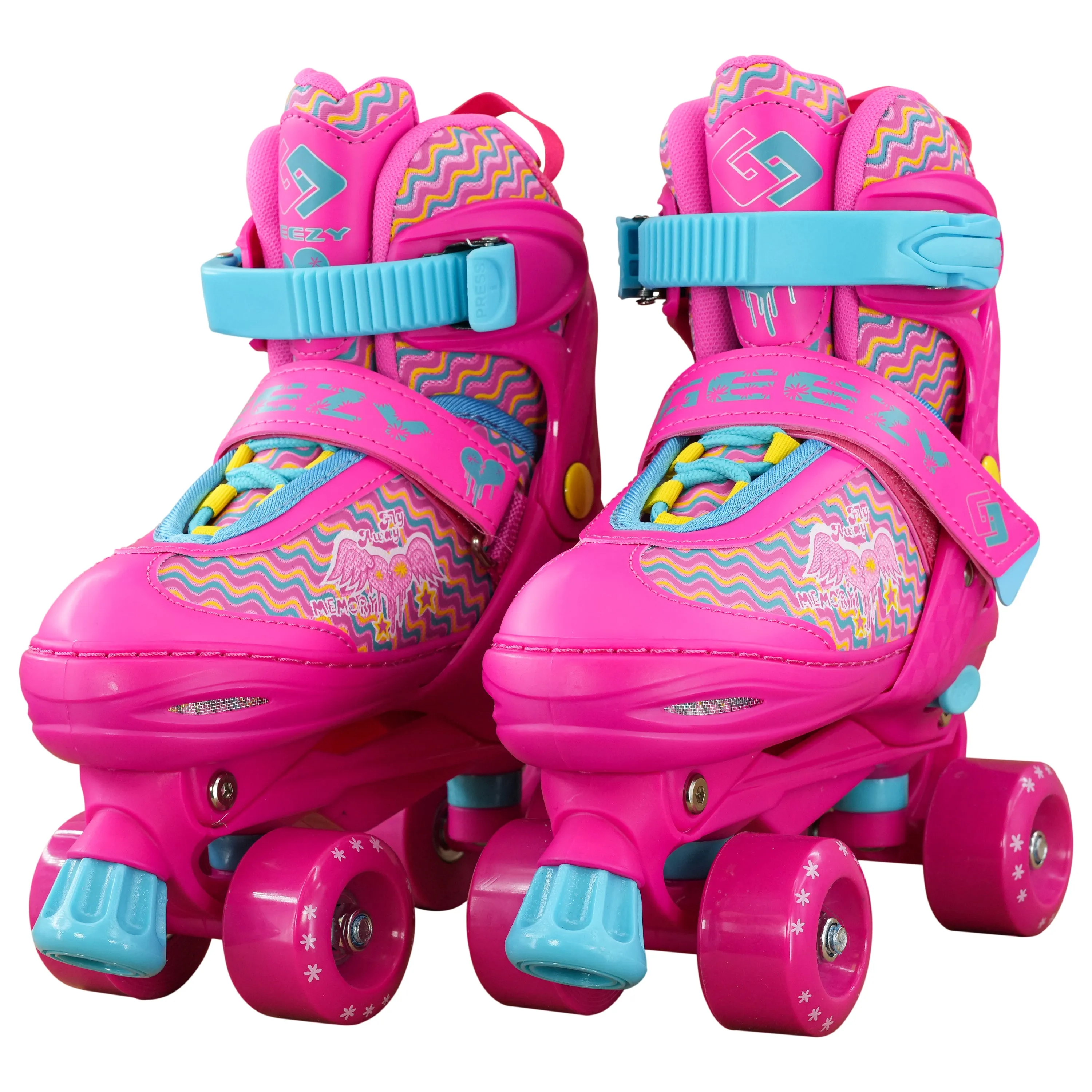 Large Pink Kids Roller Skates Boots