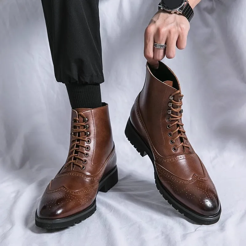 Men's Leather Wingtip Oxford Boots