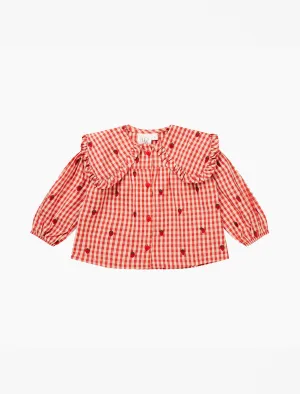 Molly LS Blouse in Berry Gingham