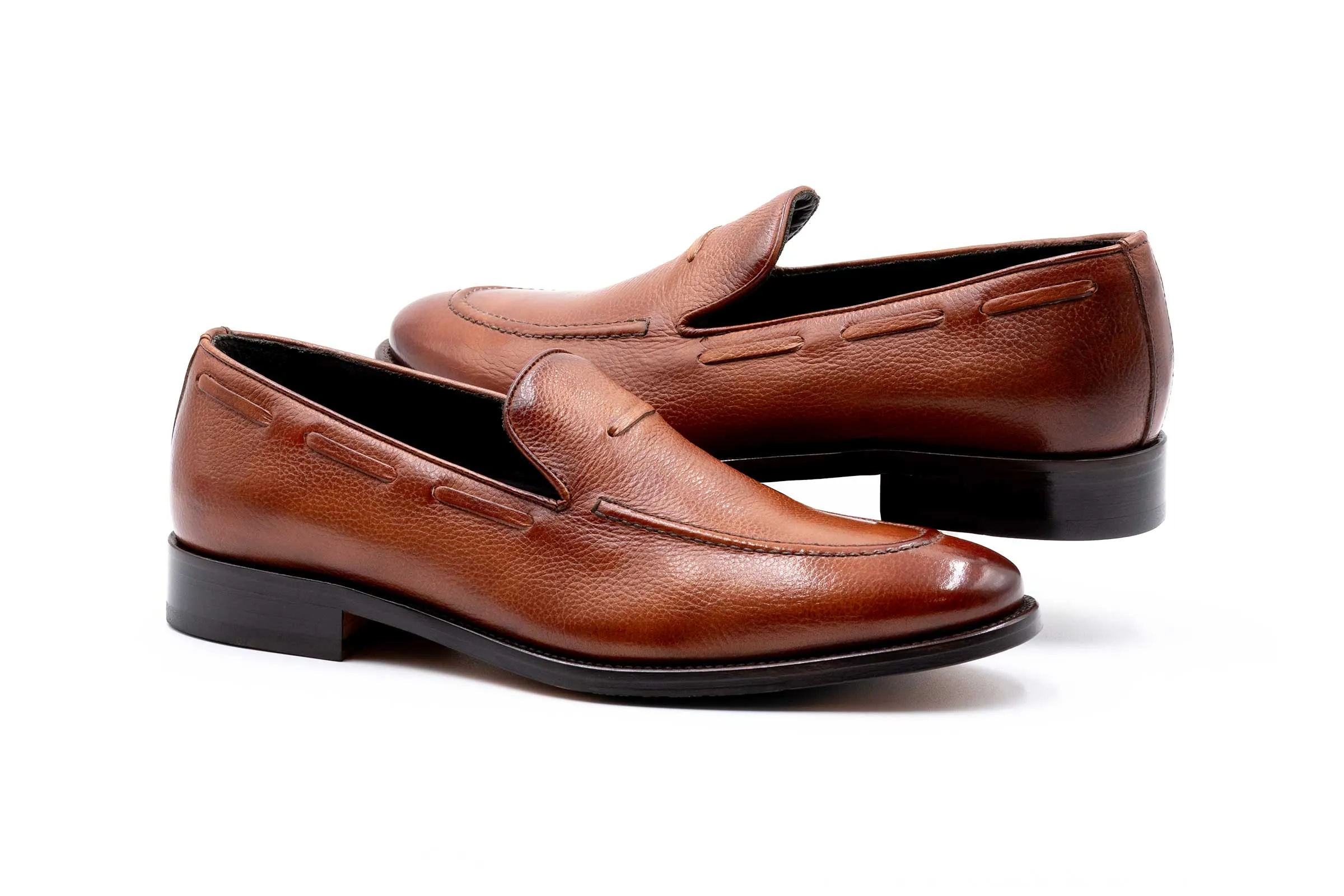 Napoli Italian Calf Leather Venetian Loafers - Biscotti