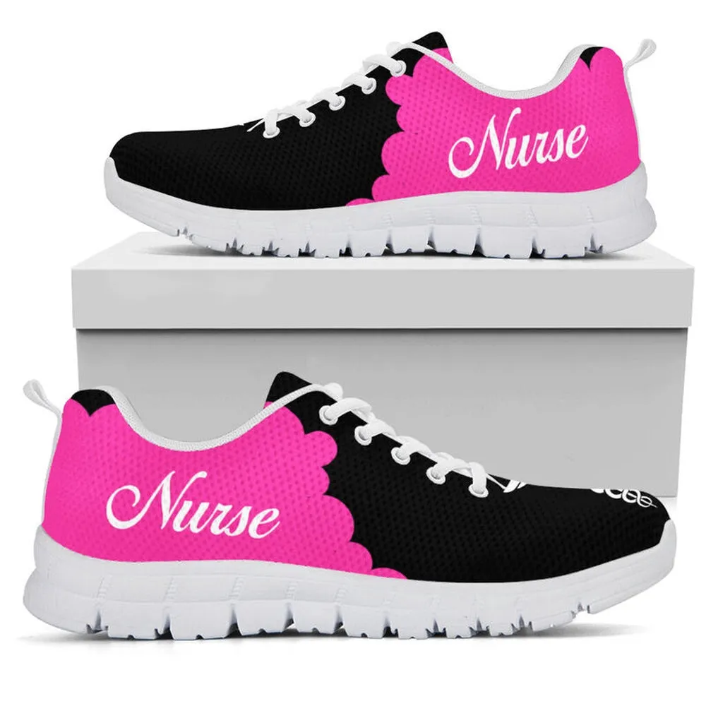 Nurse Sneaker, Nurse Pink Black Sneakers Shoes, Best Shoes For Nurses