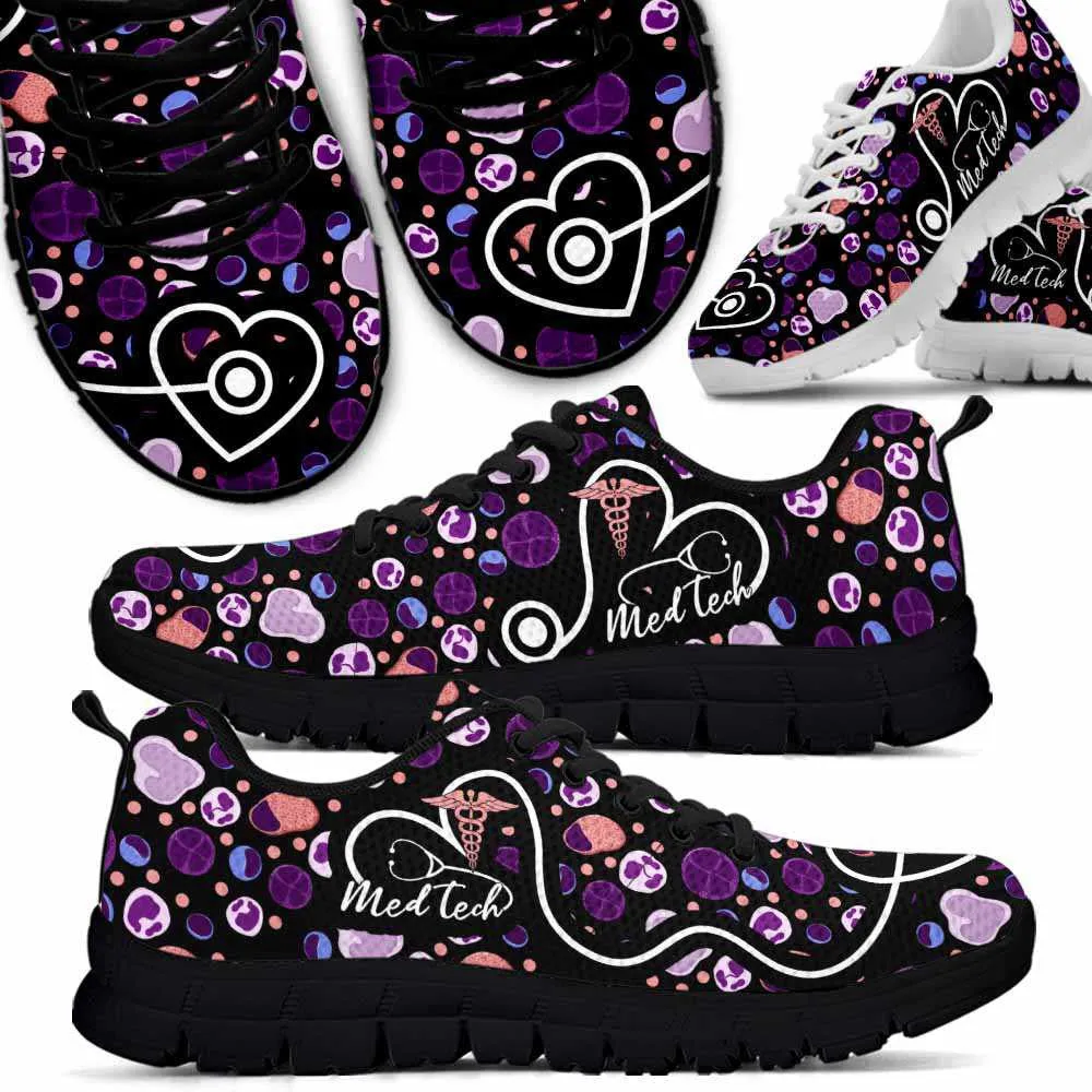 Nurse Sneaker, Purple White Blood Cell Med Tech Sneakers, Best Shoes For Nurses