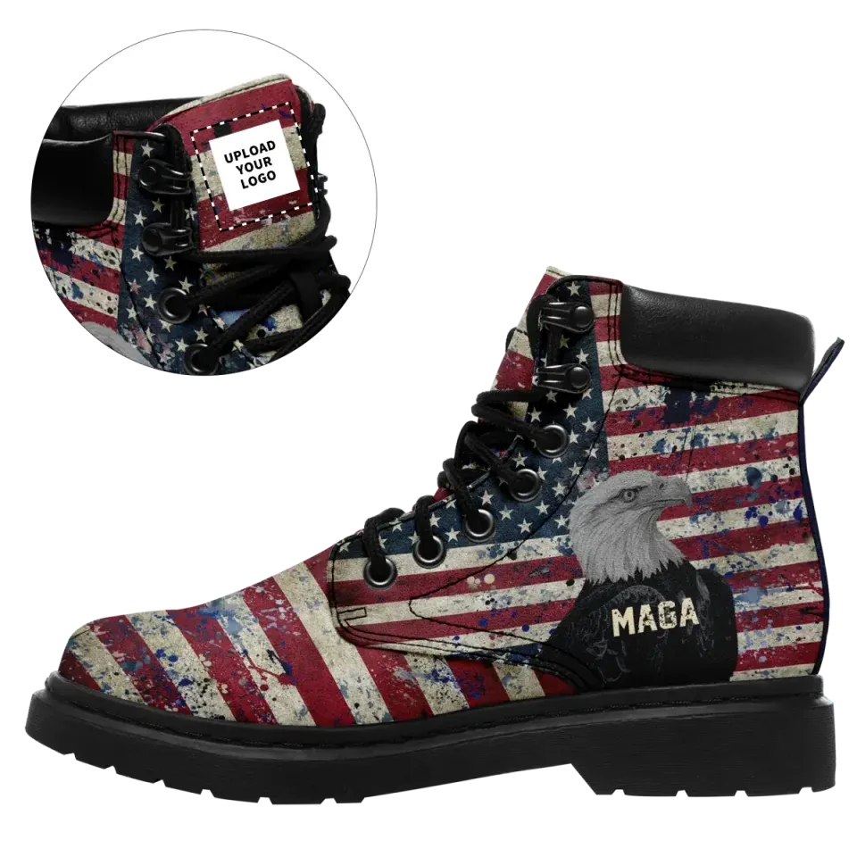 Personalized MAGA Boots,  Custom Flag, Eagle, Trump Boots, Unisex Boots,  Best Support Gift