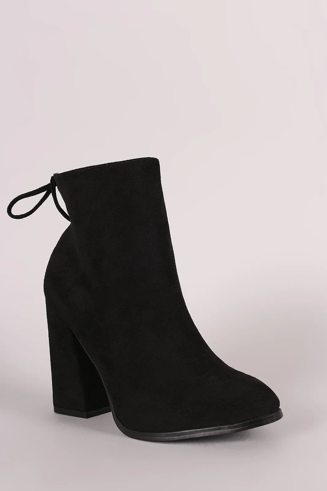 Suede Back Lace Up Chunky Heeled Ankle Boots