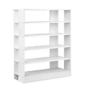 White Shoe Rack Unit 6 Tier Storage Fits Up to 30 Pairs Of Shoes Display Bookcase White