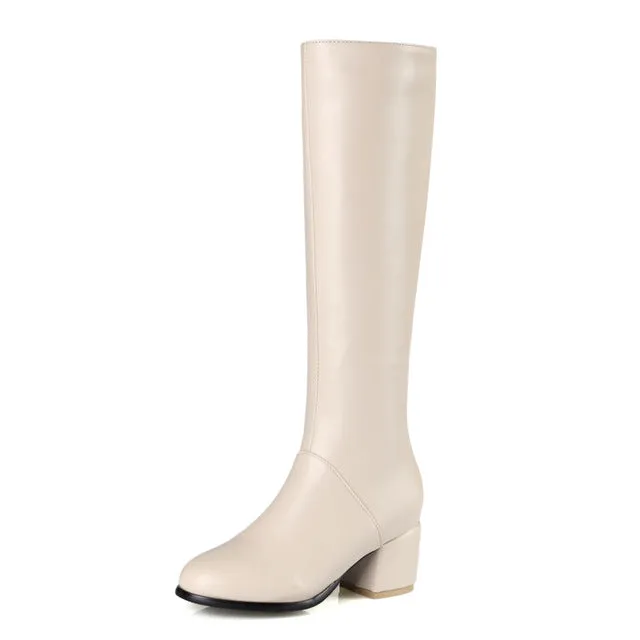 women's knee high boots winter square heels