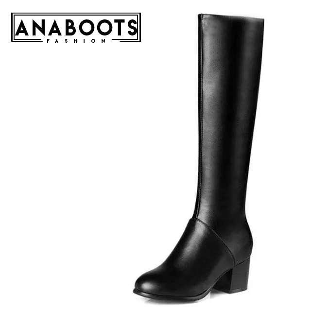 women's knee high boots winter square heels