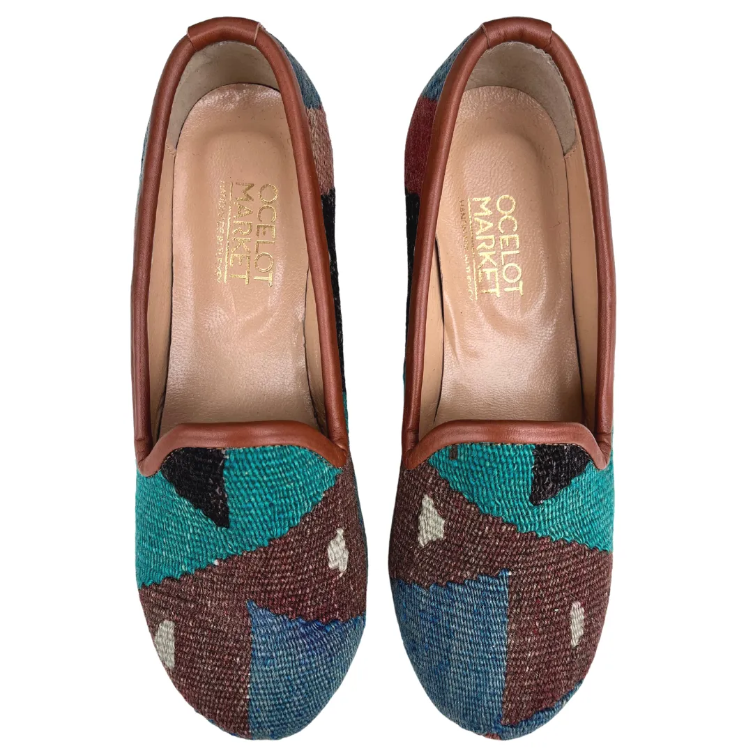 Women's Turkish Kilim Loafer | Blue, Brown, Teal